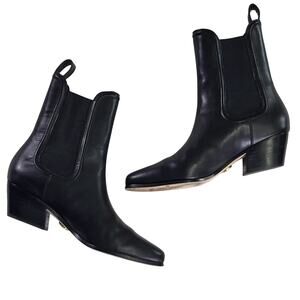 Veronica Beard Lada Chelsea Boot Black Leather size 6M